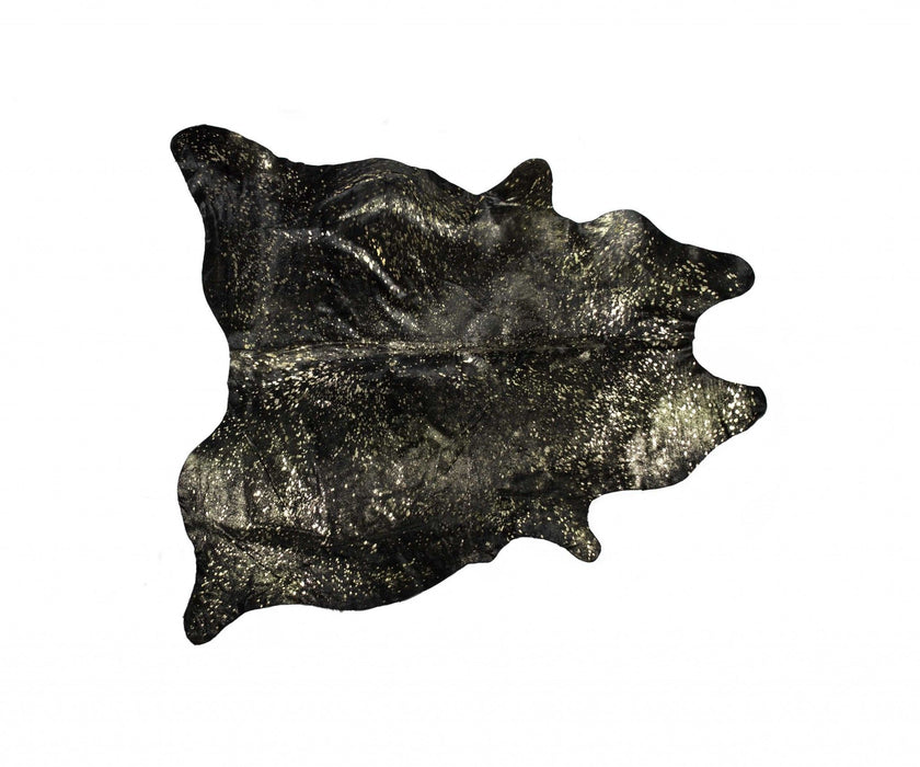 60" x 84" Cowhide - Area Rug - Chocolate And Gold
