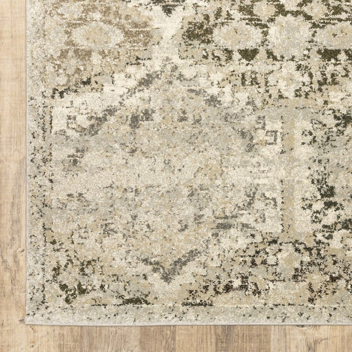 8' x 11' Floral Trellis Indoor Area Rug - Ivory And Gray