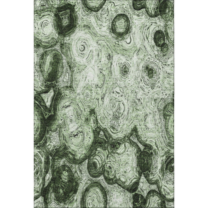10' X 14' Abstract Washable Area Rug With UV Protection (650152) - Green / Charcoal