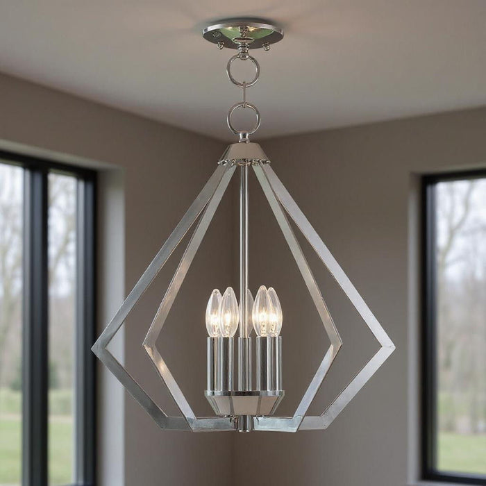 20" Five Light Dimmable Chandelier With Shades - Silver