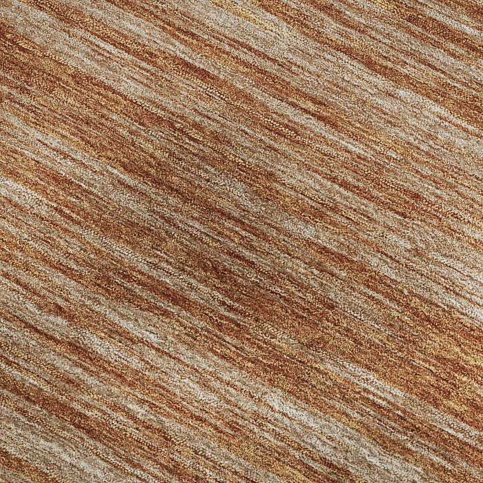 10' X 14' Striped Washable Area Rug With UV Protection (675588) - Copper / Rust