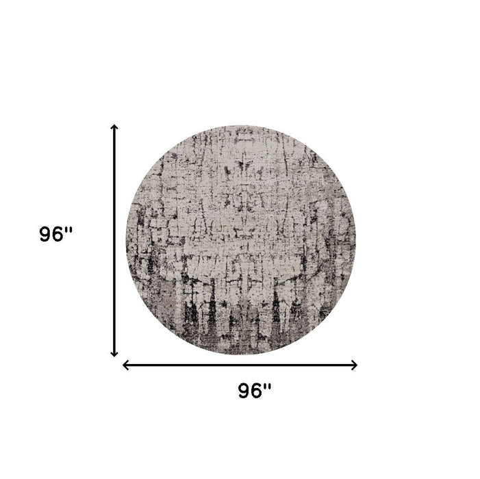 8' Round Area Rug - Gray And Ivory
