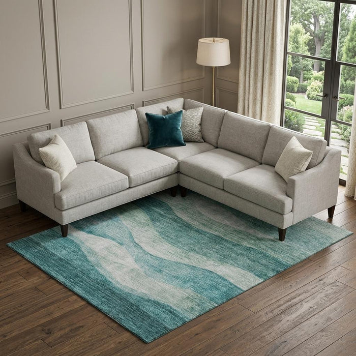 10' X 14' Abstract Washable Area Rug With UV Protection (686342) - Aqua / Teal