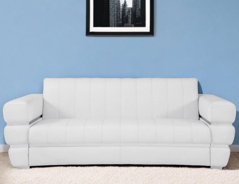 Italian Leather Sofa Silver Legs - White