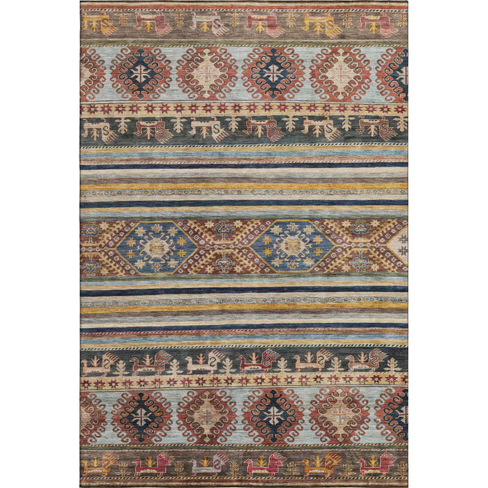 10' X 14' Medallion Washable Area Rug With UV Protection (695258) - Rust / Gold / Blue
