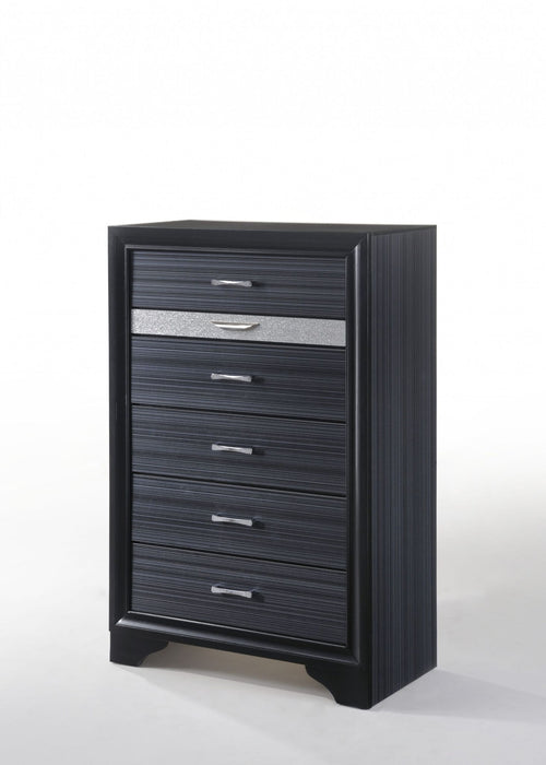 Solid Wood Six Drawer Chest - Black