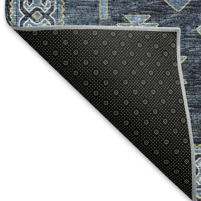 9' X 12' Geometric Washable Area Rug With UV Protection - Blue And Sky