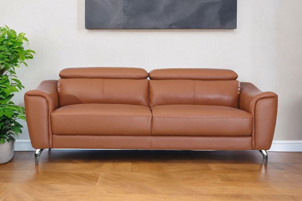 Urban Leather Adjustable Headrest Sofa - Brown