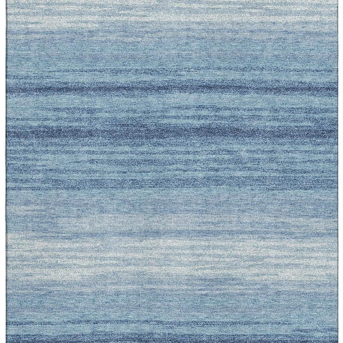 10' X 14' Striped Washable Area Rug With UV Protection (681095) - Blue / Ivory