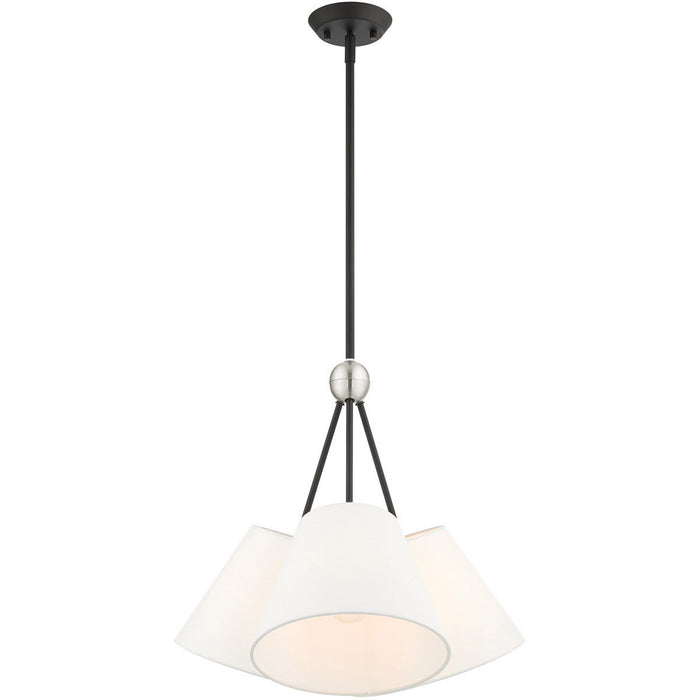21" Three Light Dimmable Chandelier With Shades - Black