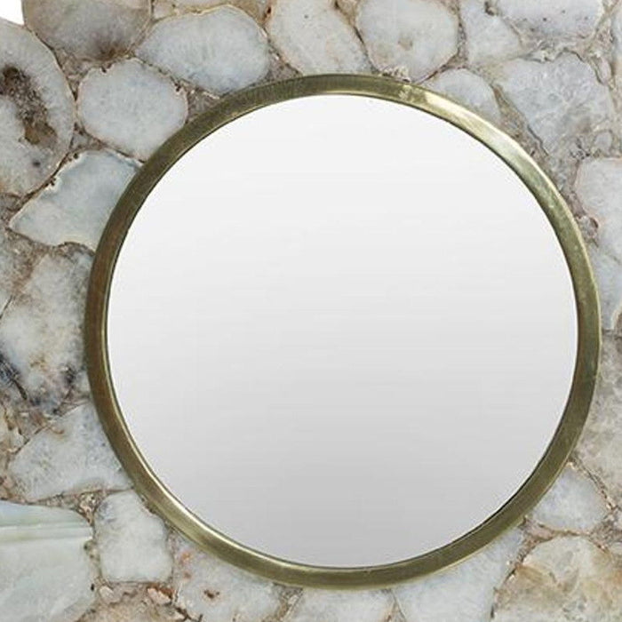 30" Scalloped Stone Framed Accent Mirror - White / Gold