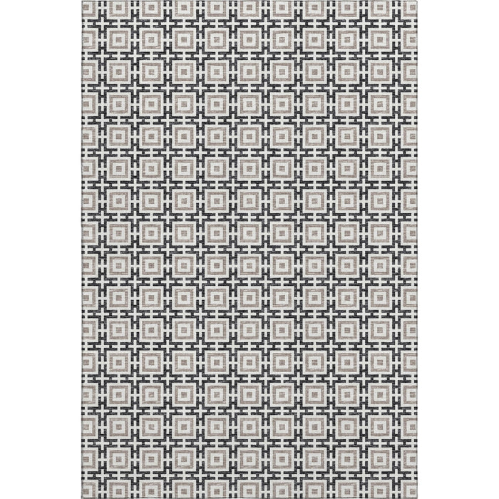 9' X 12' Geometric Washable Area Rug With UV Protection (645258) - Black / Ivory