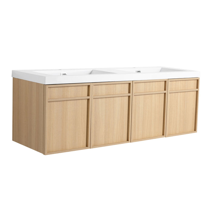 Giga wall-mounted bathroom vanity with resin sink and soft-closing doors, modern bathroom cabinetry and storage solution