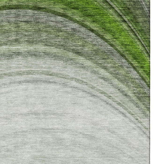 10' X 14' Ombre Washable Area Rug With UV Protection (650308) - Green / Ivory / Gray