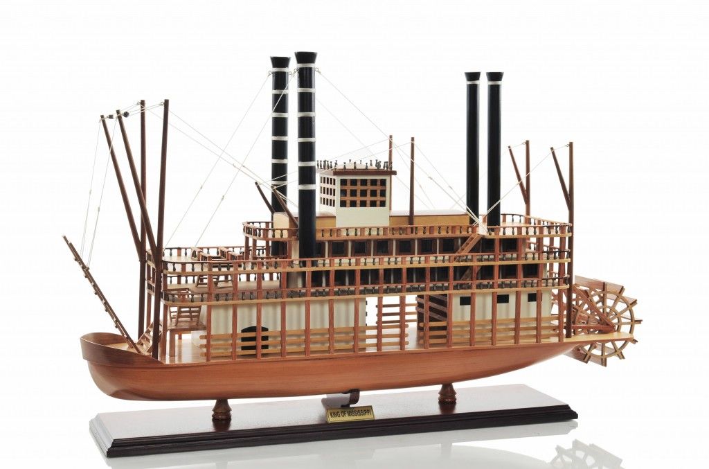 Hand Painted King of Mississippi Model Boat - Brown