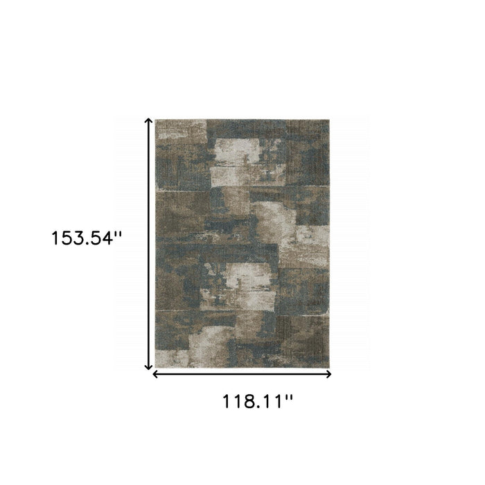9.8' x 12.8' Geometric Power Loom Area Rug - Teal Blue