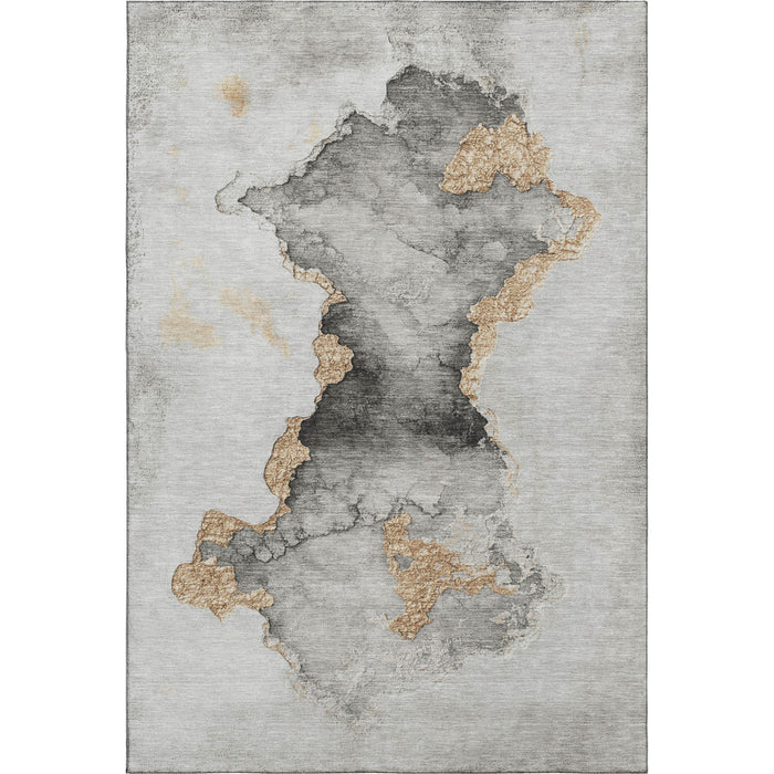 10' X 14' Abstract Washable Area Rug With UV Protection (701563) - Gray / Gold / Silver