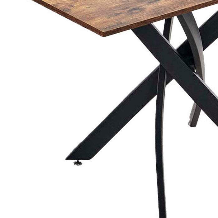 47" Wood And Metal Cross Leg Base Dining Table - Brown