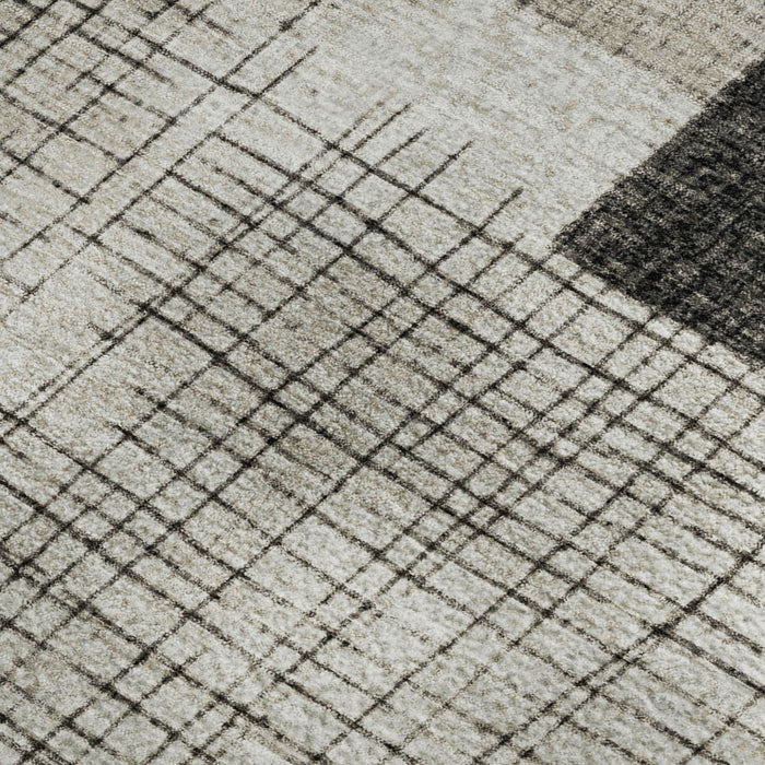 10' X 14' Geometric Washable Area Rug With UV Protection (718322) - Ivory / Gray