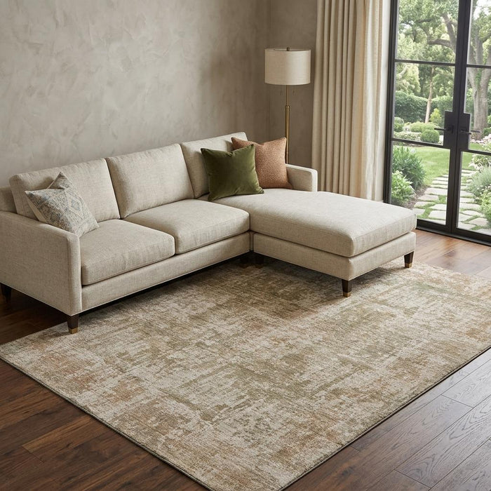 10' X 14' Abstract Washable Area Rug With UV Protection (695276) - Beige / Taupe