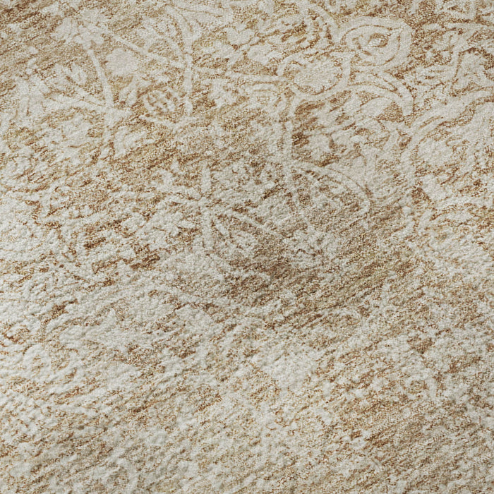 10' X 14' Oriental Washable Area Rug With UV Protection (700595) - Coral / Ivory