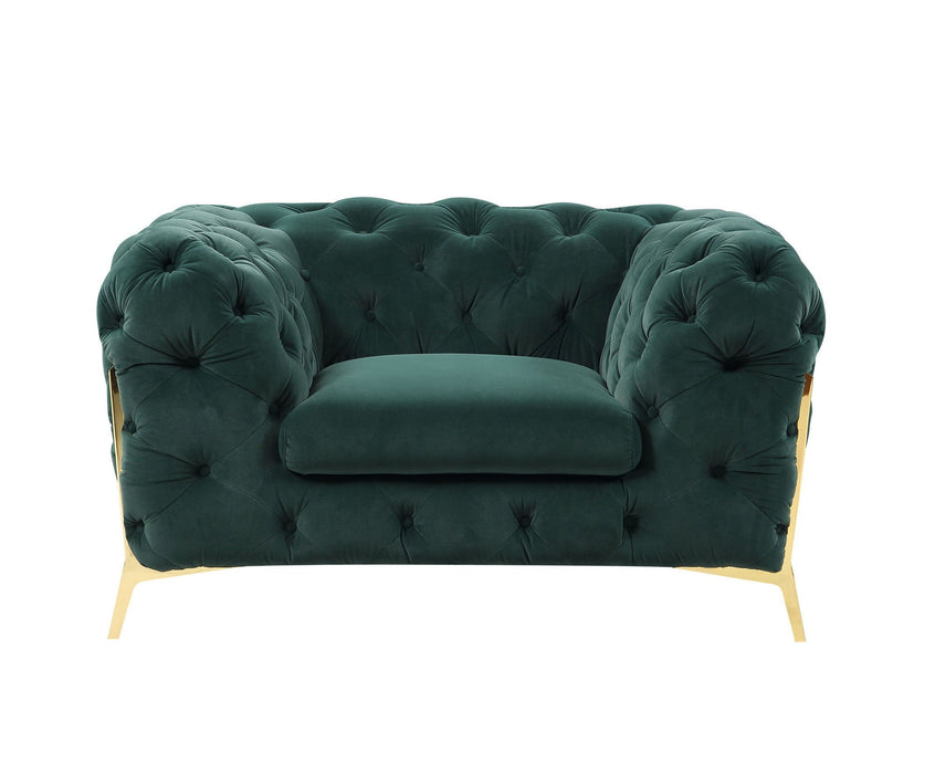 Velvet Tufted Club Chair - Green And Gold