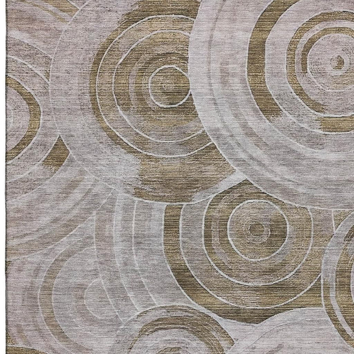 10' X 14' Geometric Washable Area Rug With UV Protection (700071) - Brown / Gray