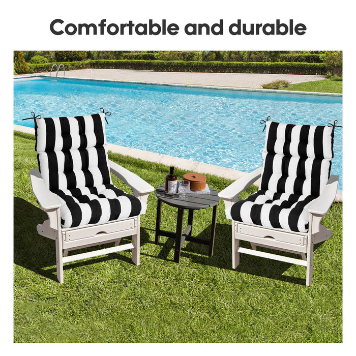 Giga 2-piece high back patio chair cushion set with tufted back and seat cushions for Adirondack and rocking chairs.