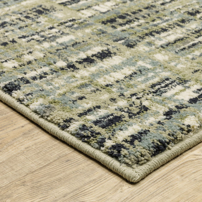 10' x 13' Abstract Power Loom Stain Resistant Area Rug - Green Blue Ivory Beige And Light Blue