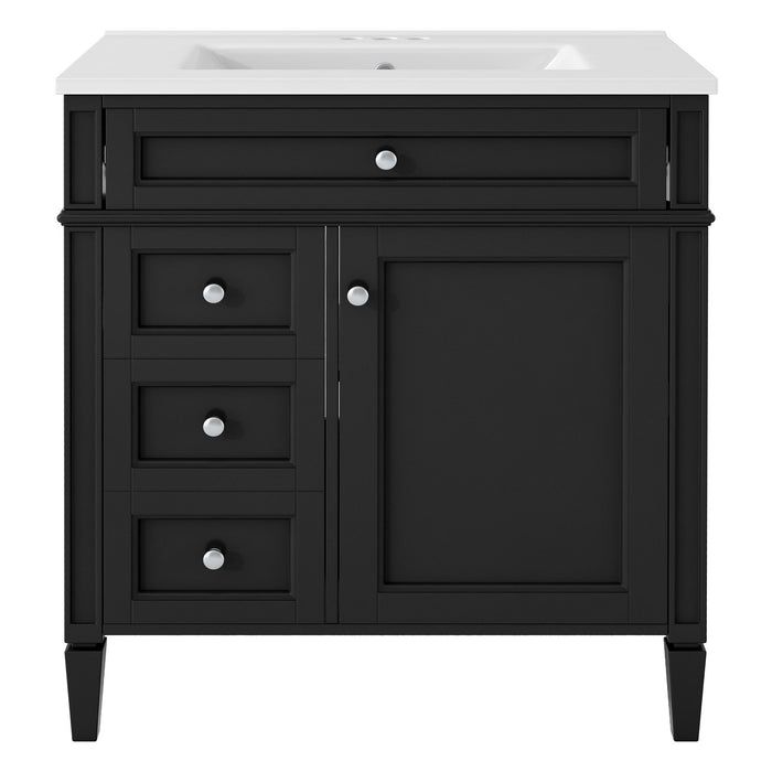 Giga bathroom vanity with top sink, storage cabinet, two drawers, and tip-out drawer, showcasing modern bathroom furniture design.