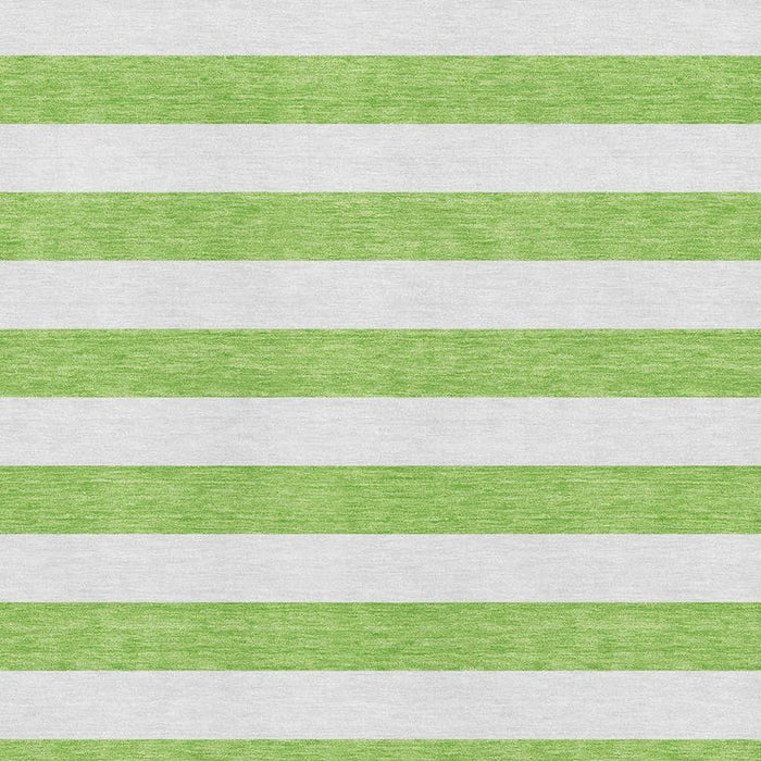 10' X 14' Striped Washable Area Rug With UV Protection (647608) - Lime Green / Ivory
