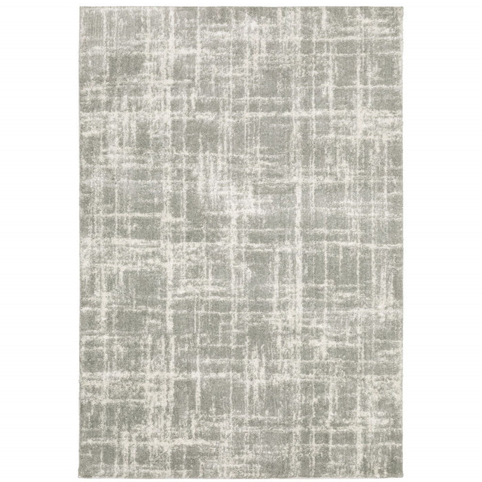 8' x 11' Abstract Shag Power Loom Stain Resistant Area Rug - Gray And Ivory