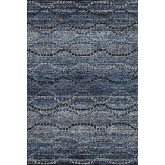 10' X 14' Abstract Geometric Washable Area Rug With UV Protection (715321) - Navy Blue / Gray