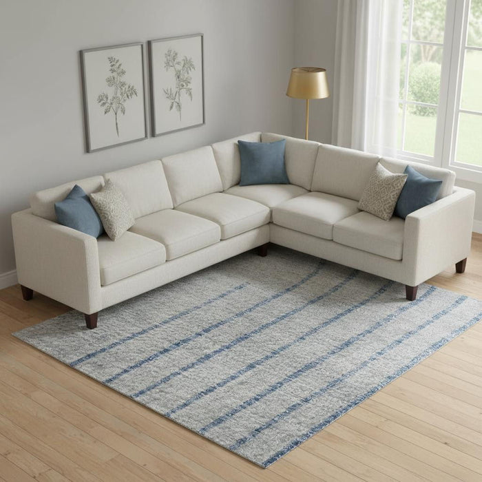 10' X 14' Geometric Washable Area Rug With UV Protection (710646) - Blue / Gray
