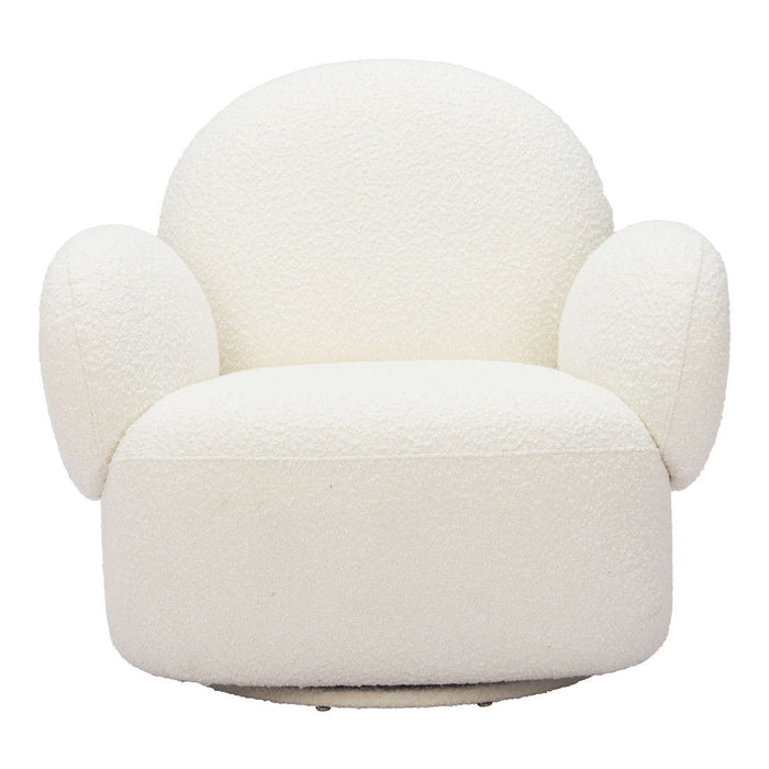 35" Modern Upholstered Swivel Arm Chair - White