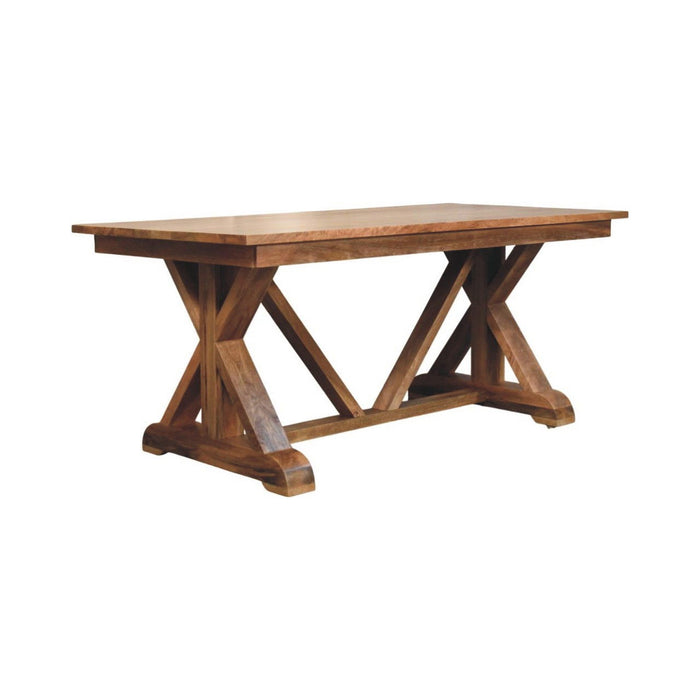 Solid Wood Trestle Base Dining Table - Brown