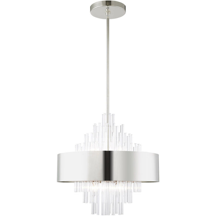 27'' Eight Light Dimmable Chandelier With Shades - Nickel