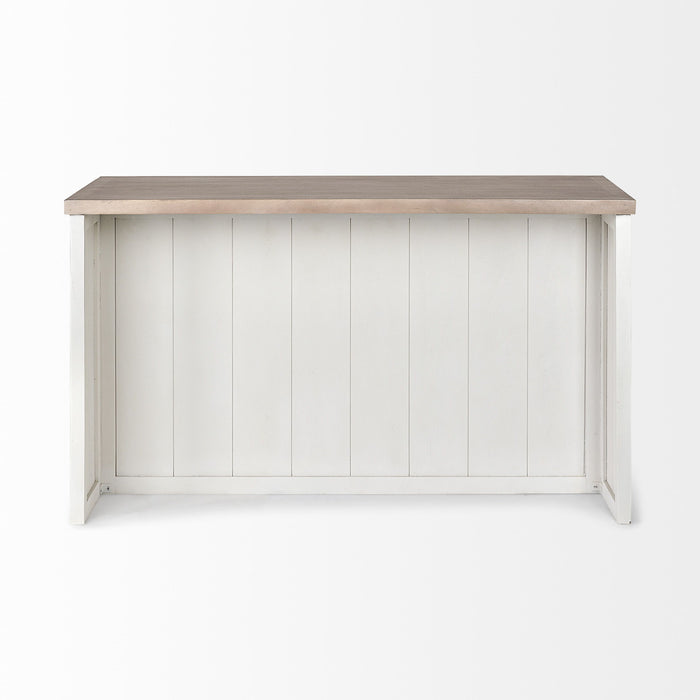 Two Tone Wooden Kitchen Island With 3 Drawers - Brown / White