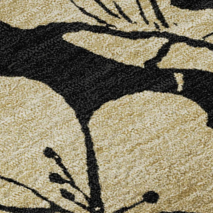 10' X 14' Floral Washable Area Rug With UV Protection (681149) - Black / Wheat