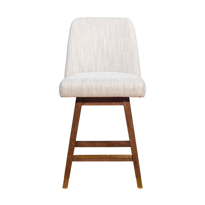 Solid Wood Swivel Counter Height Bar Chair - Beige And Brown