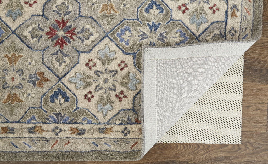 5' x 8' Wool Patchwork Hand Tufted Area Rug - Taupe And Ivory