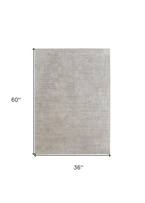 3' x 5' Abstract Hand Woven Worn Faded Area Rug - Ivory