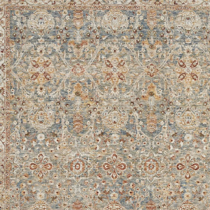 9' X 13' Floral Distressed Area Rug (553097) - Blue
