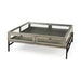 Gray and black glass and metal square coffee table with shelf, modern design, by HomeRoots.