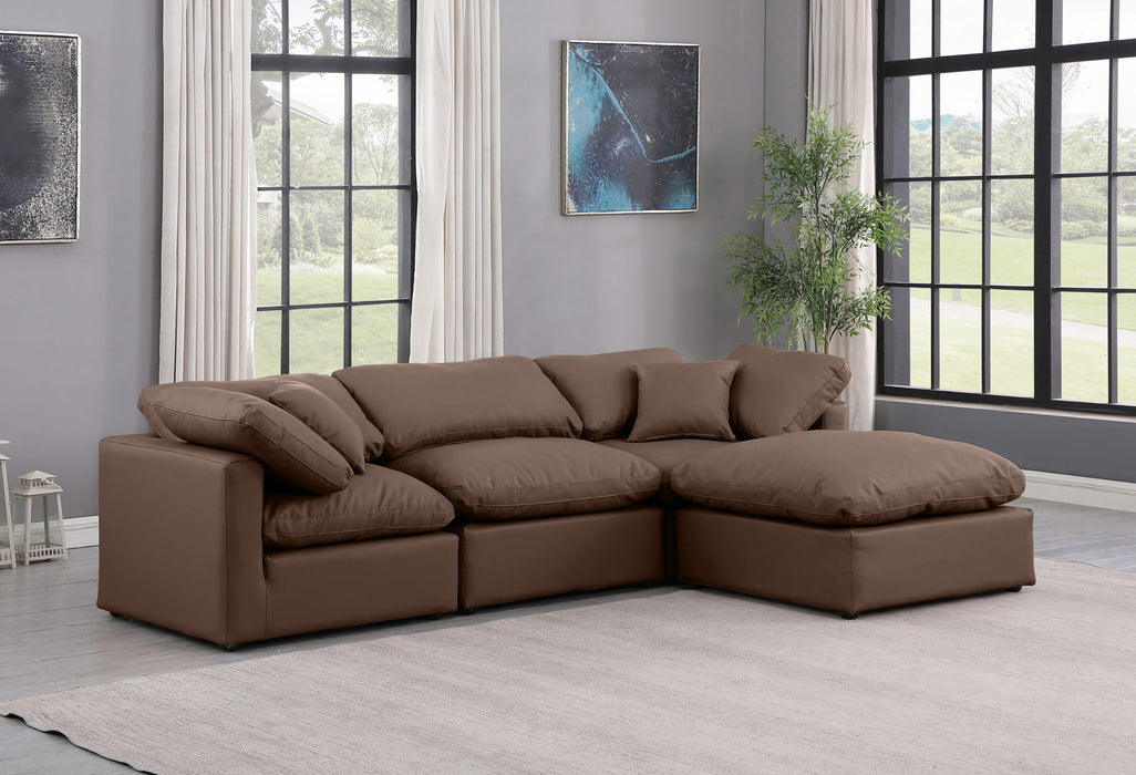 Indulge - Faux Leather 4 Piece Modular Sectional With Chaise