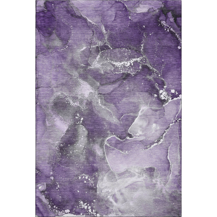 9' X 12' Abstract Washable Area Rug With UV Protection (647247) - Purple / Ivory