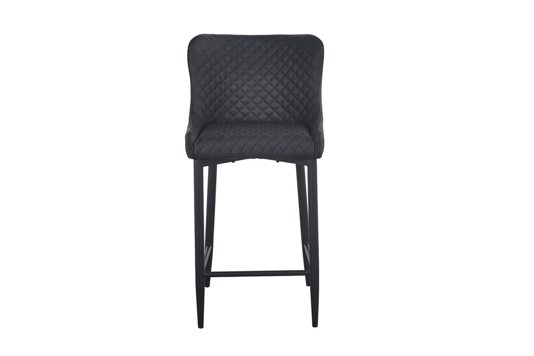 30" Faux Leather And Metal Low Back Bar Height Bar Chairs (Set of 2) - Gray / Black