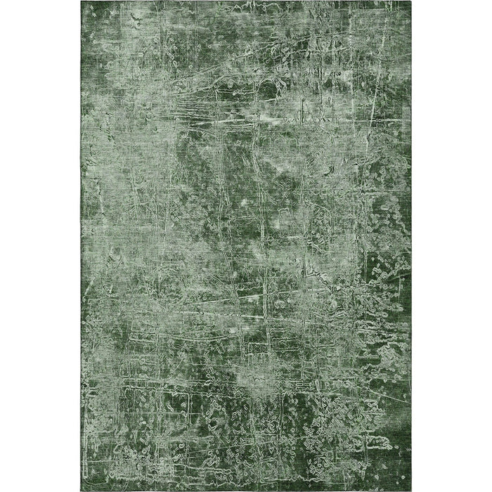 10' X 14' Abstract Washable Area Rug With UV Protection (649024) - Emerald / Ivory