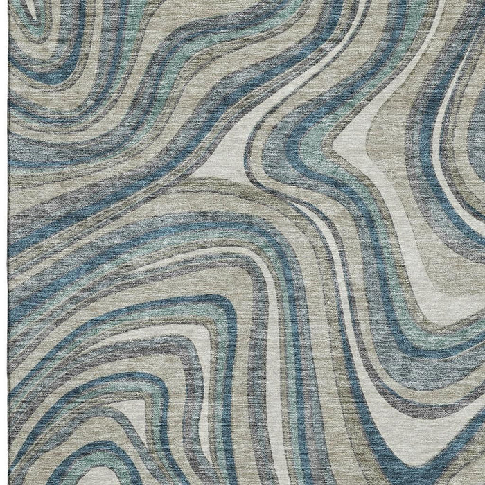 9' X 12' Marble Washable Area Rug With UV Protection - Teal