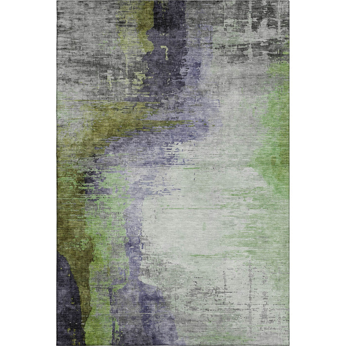 10' X 14' Abstract Washable Area Rug With UV Protection (715627) - Plum / Green